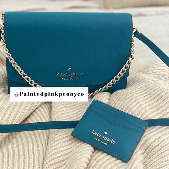 KATE SPADE | peacock Teal Blue Purse Crossbody Shoulder Bag & Slim Card Wallet - Picture 4 of 10